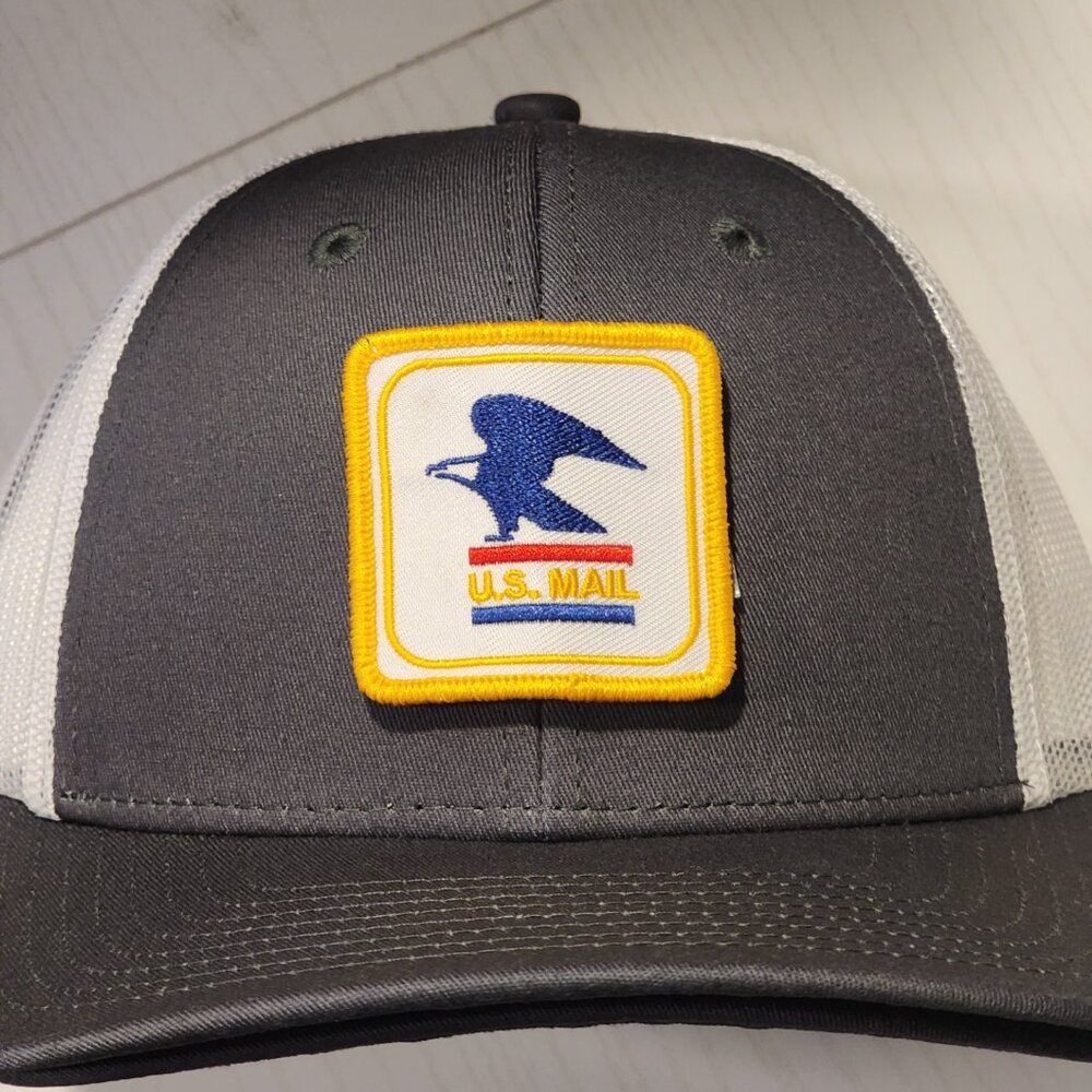 U.S. MAIL (USPS) Patched Charcoal/White Mesh Low Profile Snapback Trucker Hat